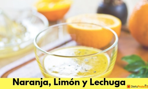 batido para bajar de peso de naranja, limón y lechuga natural